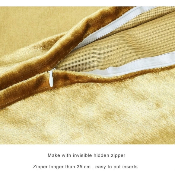 Gold Velvet Decorative Throw Pillow Covers, Set of 2, 18 in x 18 in - Picture 5 of 6